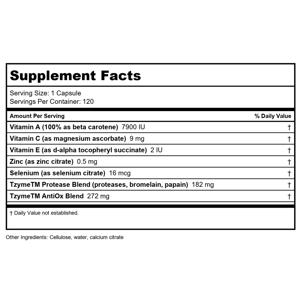 Transformation Enzymes Protease IFC 120 Capsules - Supplement Facts panel
