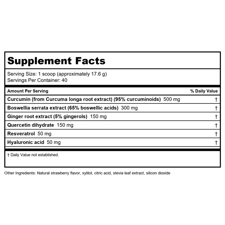 Ortho Molecular Inflammacore Strawberry 14 Servings - Supplement Facts panel
