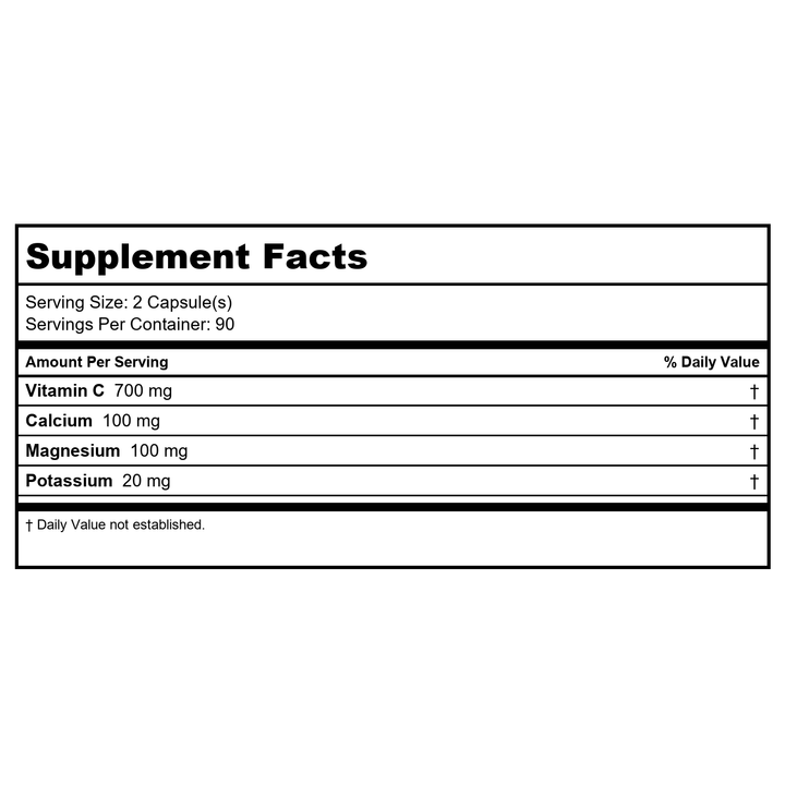 Ortho Molecular Buffered C Capsules 90 Count - Supplement Facts panel