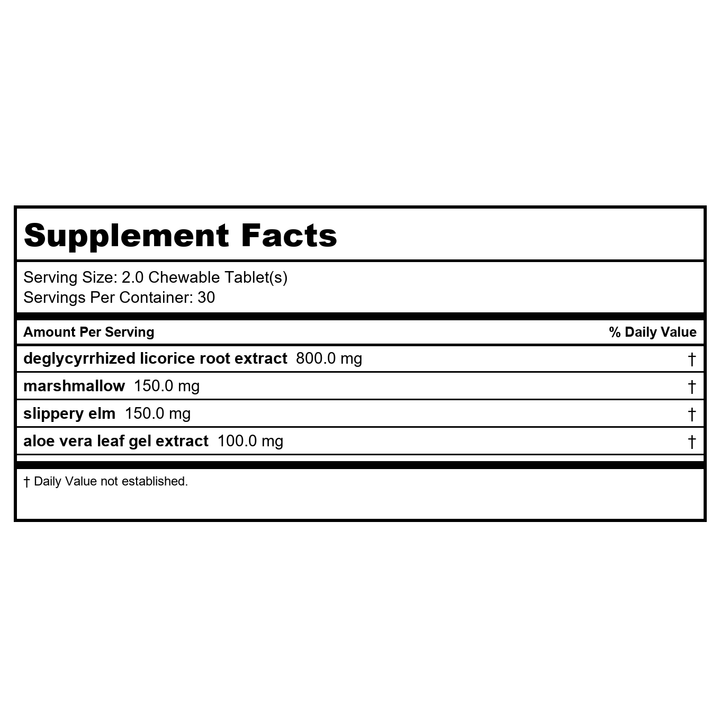 Ortho Molecular DGL 60 Capsules - B000UBCK2U - Supplement Facts panel