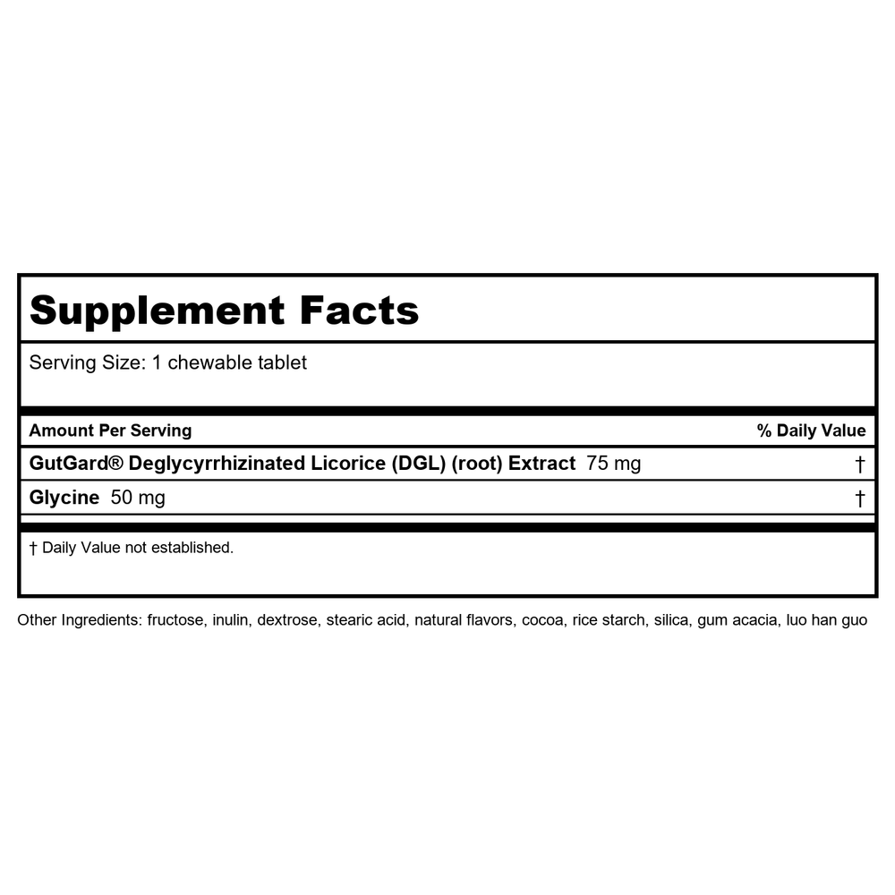 Nature's Way DGL Ultra 90 Chewable Tablets - 3 Pack - Supplement Facts panel