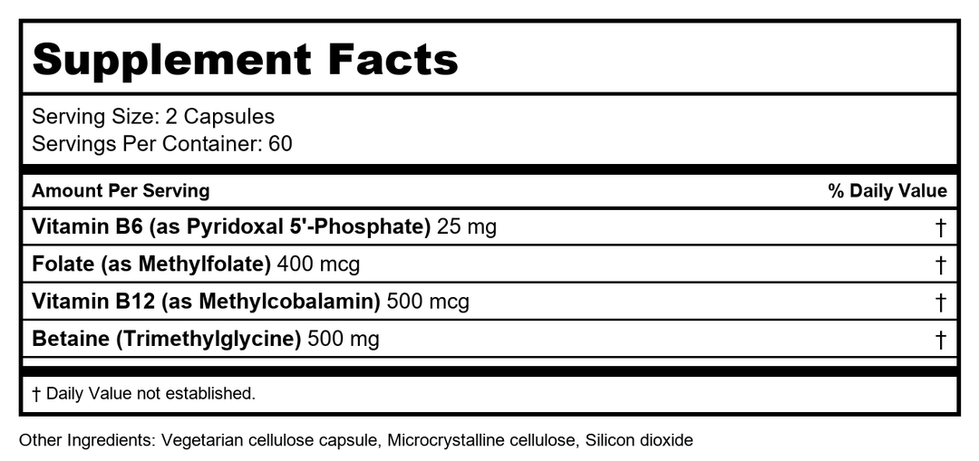 Ortho Molecular Cardio B 60 Capsules - Supplement Facts panel