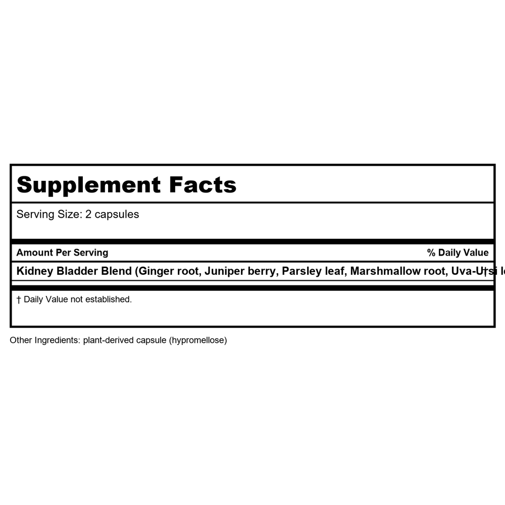 Nature's Way Kidney Bladder 100 Vcaps - 2 Pack - Supplement Facts panel