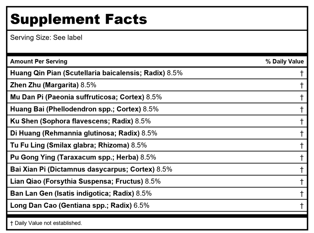 Nuherb Jade Dragon Clear Skin 200 Teapills JD3160 - Supplement Facts panel