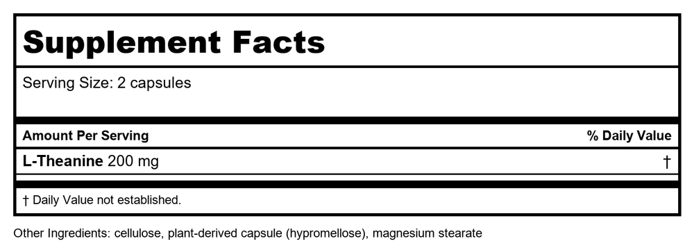 Nature's Way Enzymatic Therapy L-theanine 60 cap 09556 - 2 Pack - Supplement Facts panel