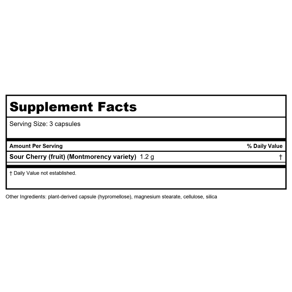 Nature's Way Tart Cherry Ultra Capsules 90 Vcaps - 2 Pack - Supplement Facts panel
