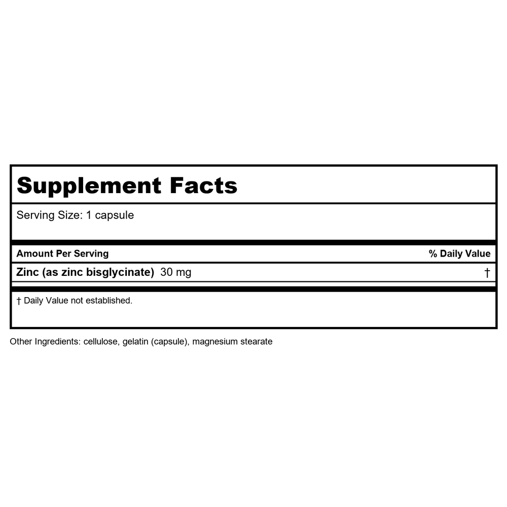 Nature's Way Zinc 100 Capsules - 3 Pack - Supplement Facts panel