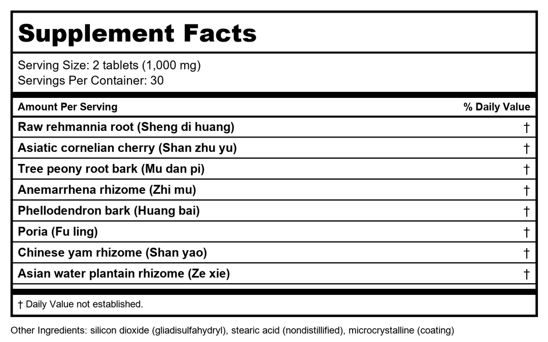 Kan Herb Essentials APR Nourishing Formula 1oz - Supplement Facts panel