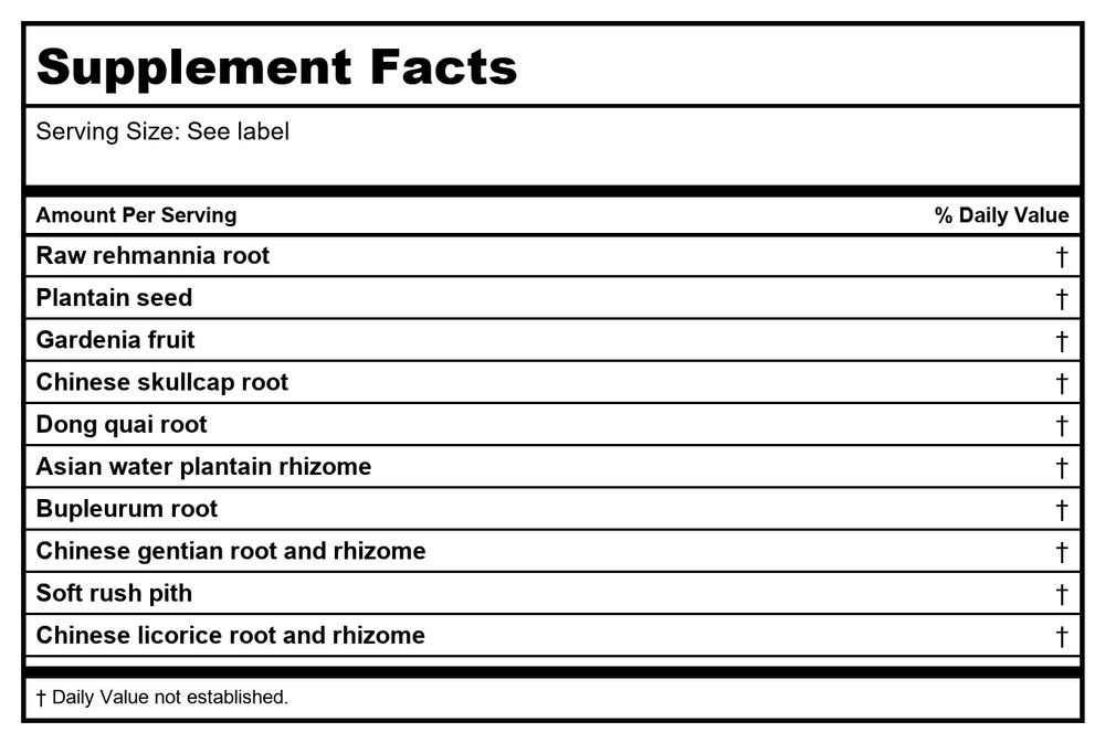 Kan Herbals Quell Fire 2oz - Supplement Facts panel