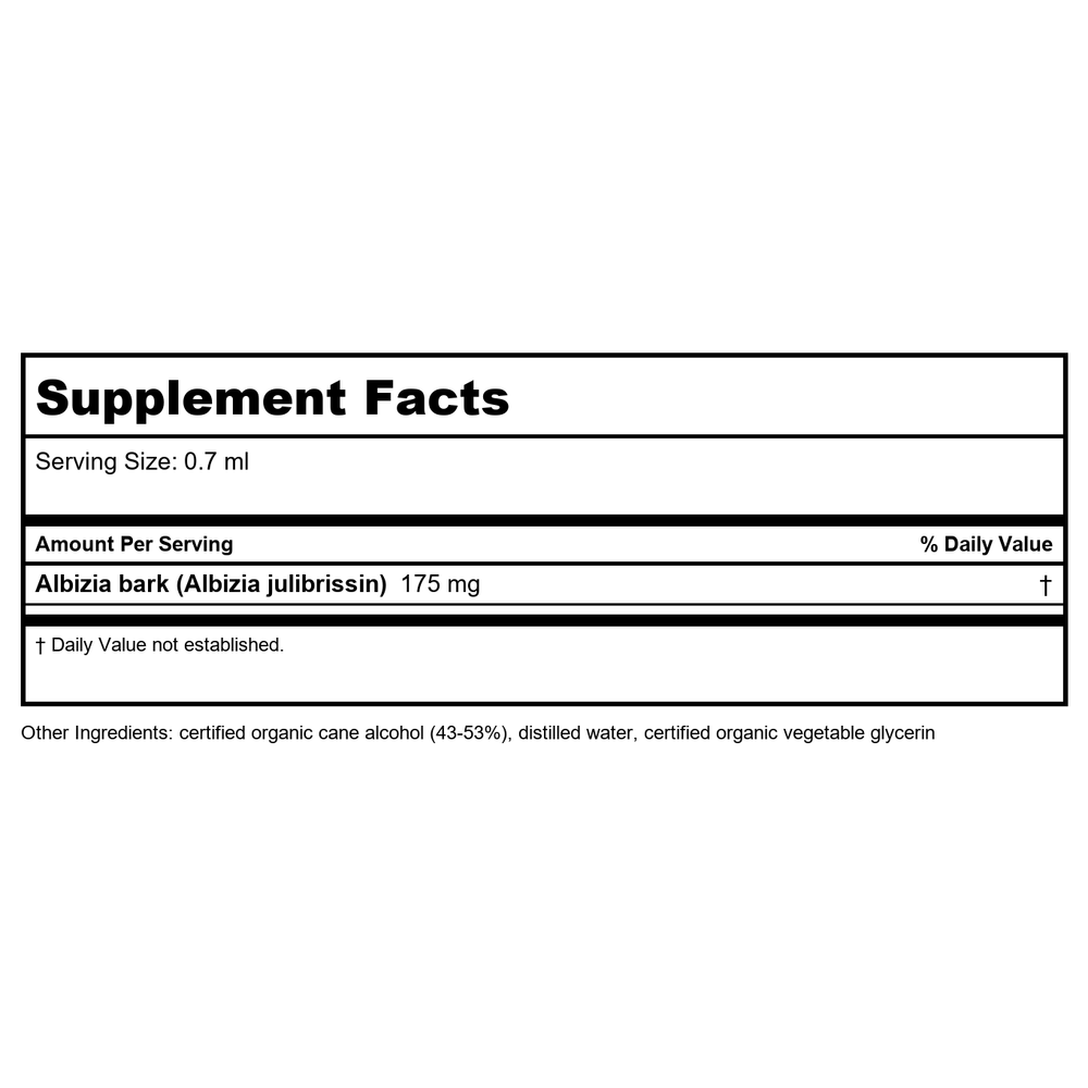 Herb Pharm Albizia 1oz - 2 Pack - Supplement Facts panel