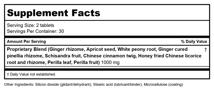 Kan Herb Traditionals Blue Green Lung Formula 2oz - - Supplement Facts panel