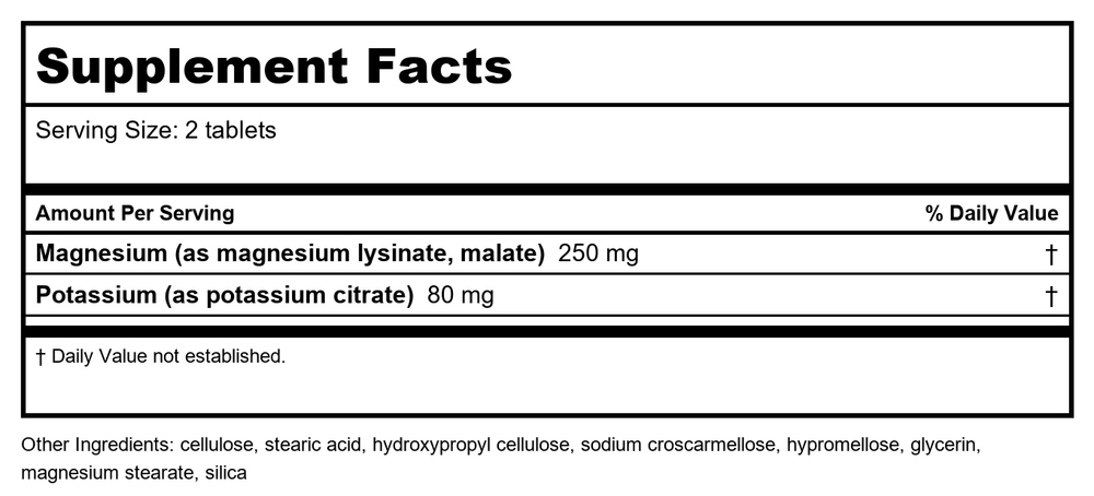 Nature's Way Krebs Magnesium Potassium Complex 120 Tablets - 3 Pack - Supplement Facts panel