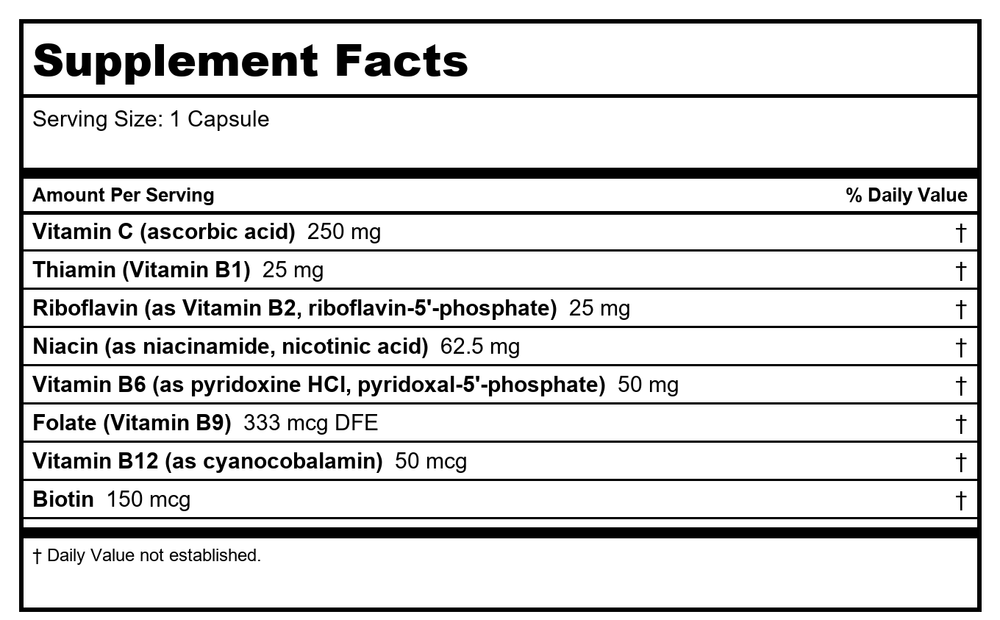 Nature's Way B-Stress Formula 100 Vcaps - Supplement Facts panel