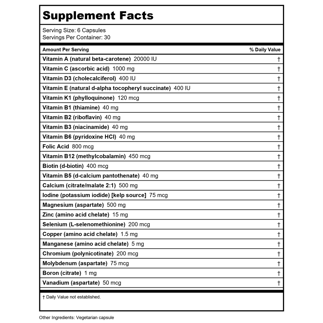 Karuna Maxxum 3 180 Capsules - Supplement Facts panel