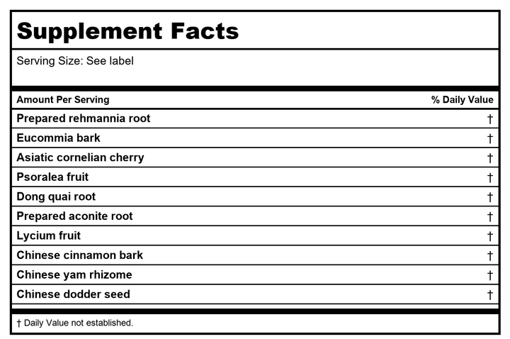 Kan Herb Singles Eucommia Bark 1oz - Supplement Facts panel