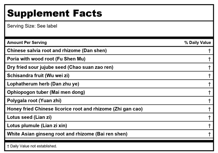 Kan Herb Chinese Modular Solutions Strengthen Fire 60 Tablets - Supplement Facts panel