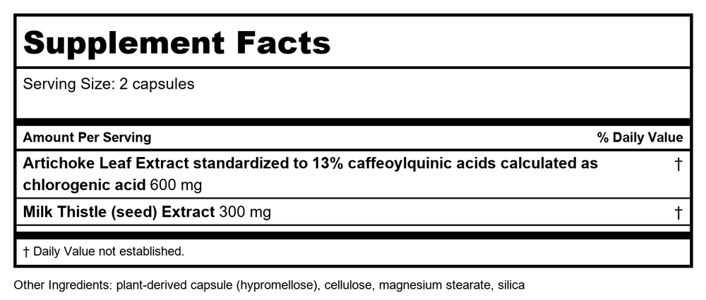 Nature's Way Artichoke 60 Vcaps - 3 Pack - Supplement Facts panel