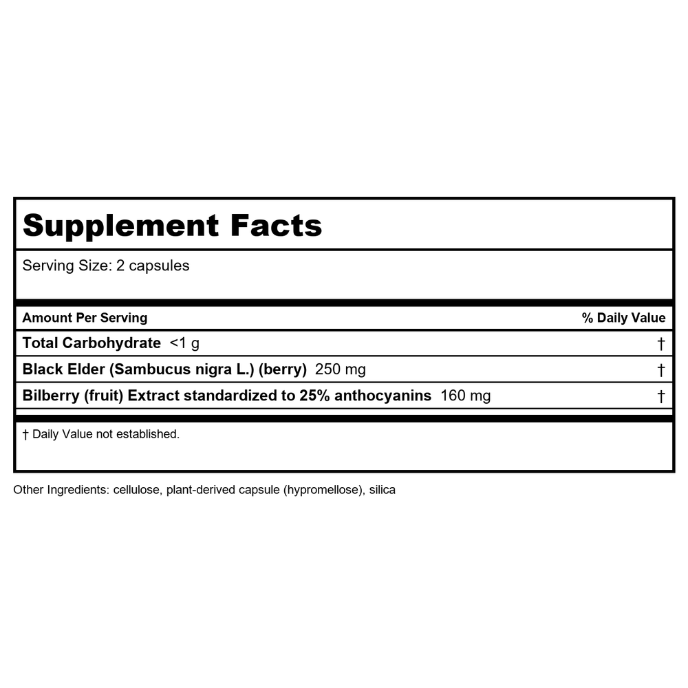 Nature's Way Bilberry Extract 90 Vcaps - 2 Pack - Supplement Facts panel