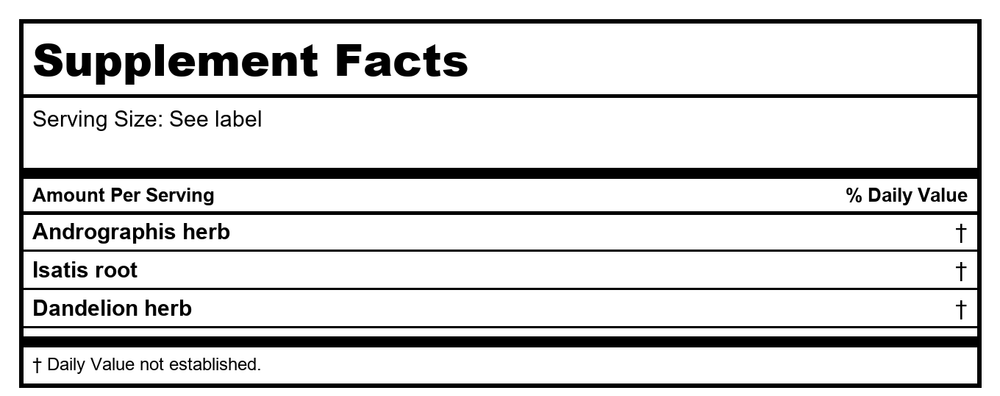 Kan Herb Traditionals Antiphlogistic Formula 120 Tablets - Supplement Facts panel