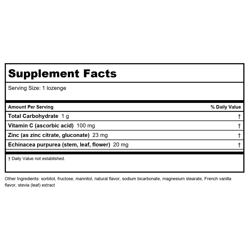Nature's Way Zinc Lozenges 60 - 3 Pack - Supplement Facts panel