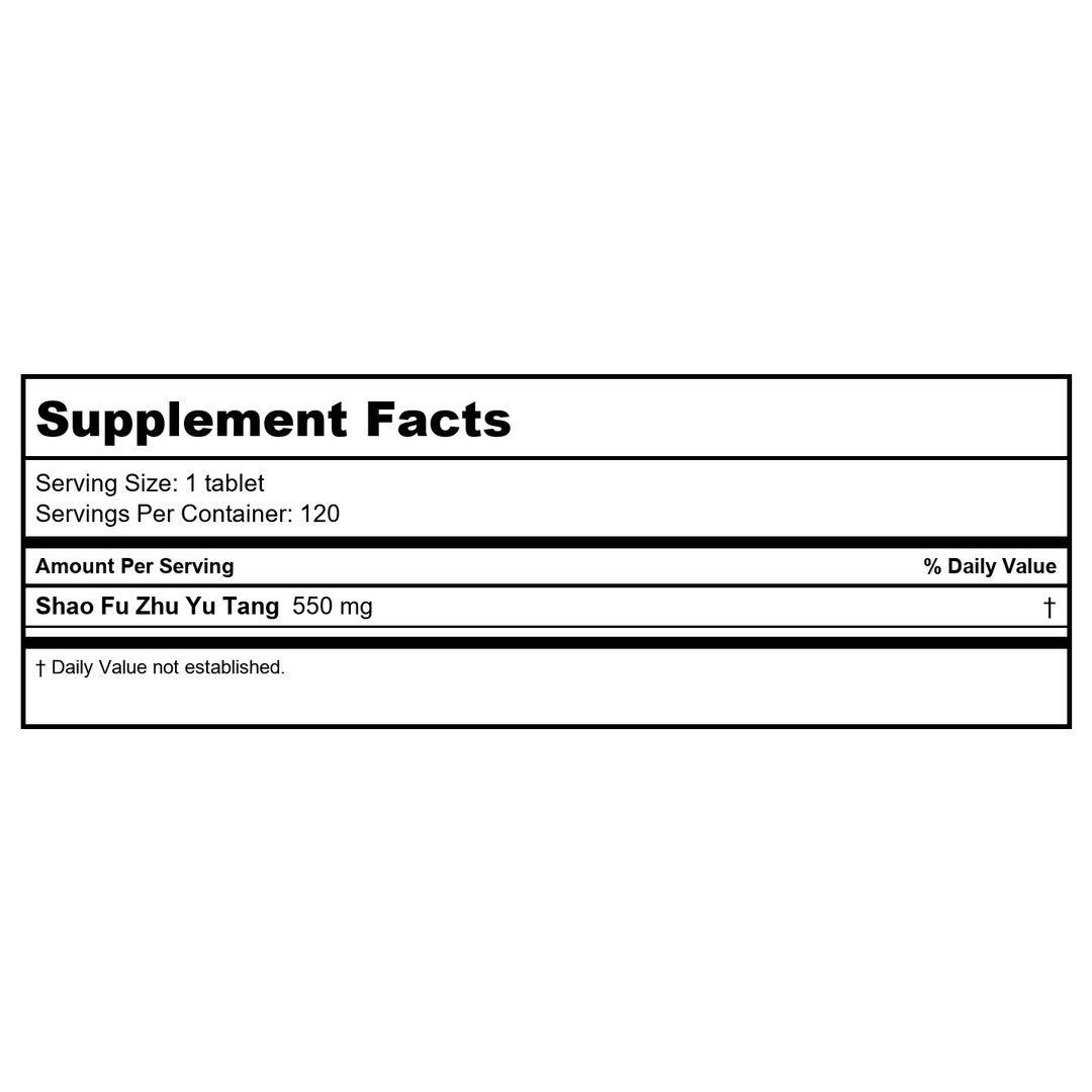 Kan Herb Traditionals Dispel Stasis in the Lower Burner 300 Tablets - Supplement Facts panel