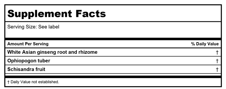 Kan Herb Traditionals Generate the Qi Formula 2oz - Supplement Facts panel
