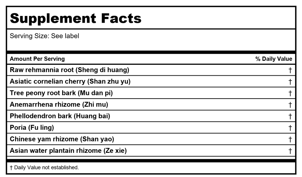 Kan Herb Essentials APR Nourishing Formula 8oz - Supplement Facts panel