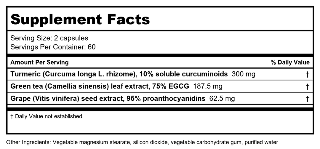 NFH Anti-Ox SAP 120 Capsules - Supplement Facts panel
