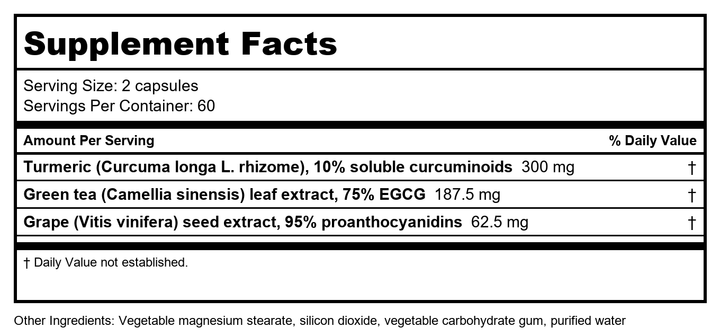 NFH Anti-Ox SAP 120 Capsules - Supplement Facts panel