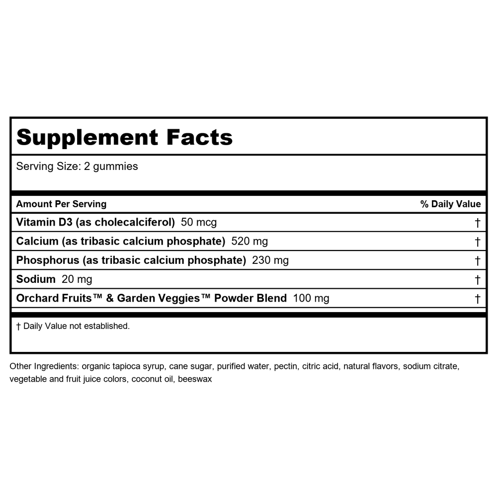Nature's Way Alive Calcium plus D3 60 Gummies - 3 Pack - Supplement Facts panel