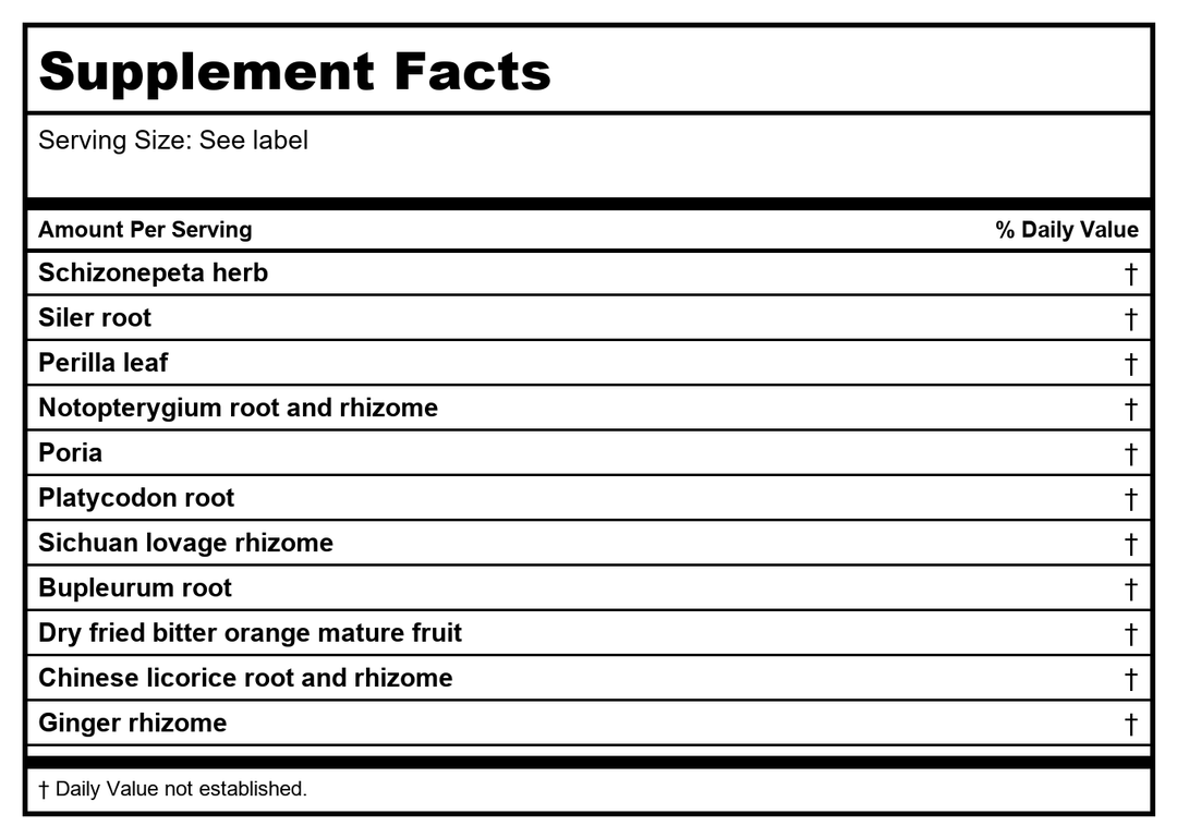 Kan Herbals Dispel Invasion 1oz - Supplement Facts panel