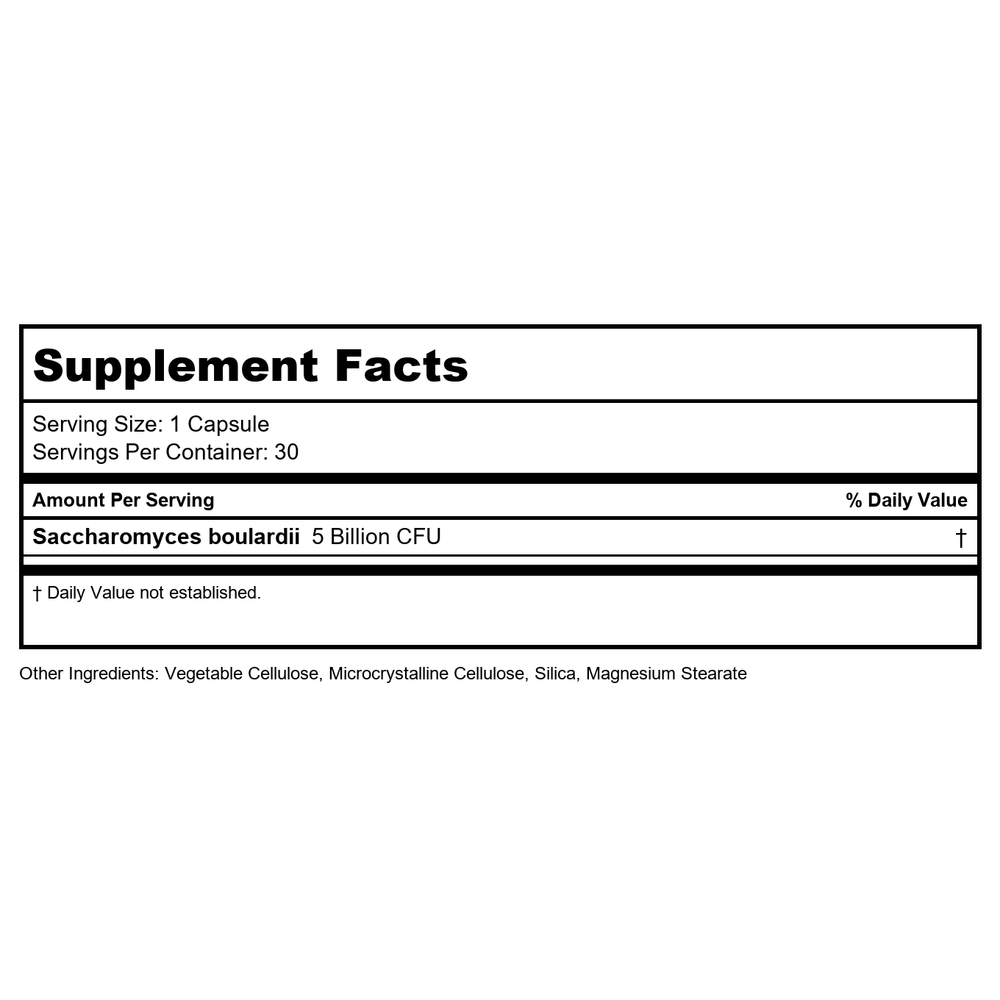 Vinco Saccharomyces Boulardii 30 Vcaps - - Supplement Facts panel