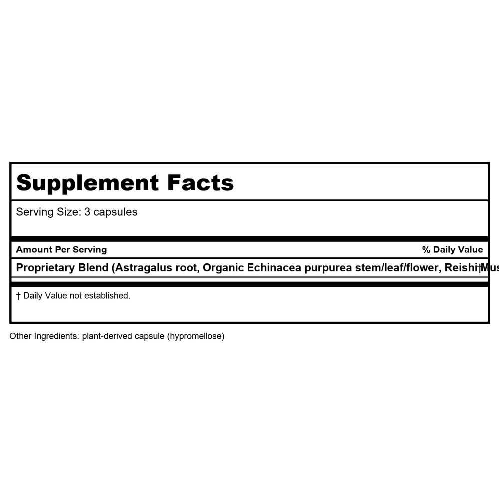 Nature's Way Echinacea Astragalus & Reishi 100 cap (413) - 3 Pack - Supplement Facts panel