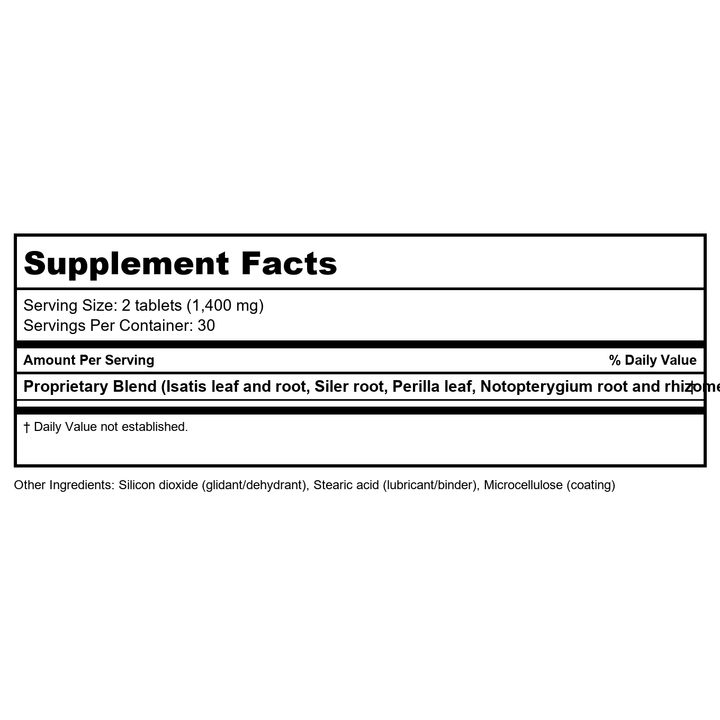 Kan Herbals Dispel Invasion 300 Tablets - Supplement Facts panel