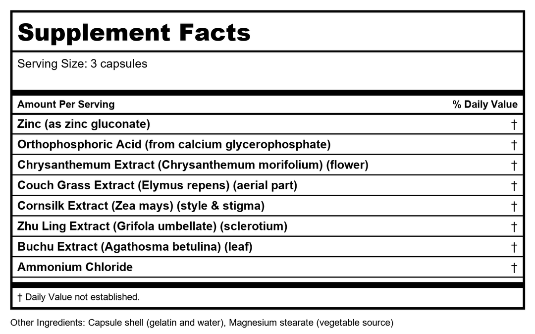 Biotics Research UT Complex 90 caps - Supplement Facts panel