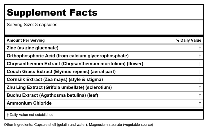 Biotics Research UT Complex 90 caps - Supplement Facts panel