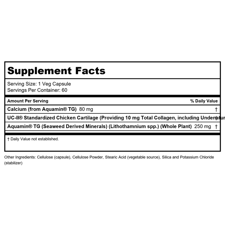 UC II Joint Health Undenatured Type II Collagen 60 VegiCaps (Pack of 2) - Supplement Facts panel