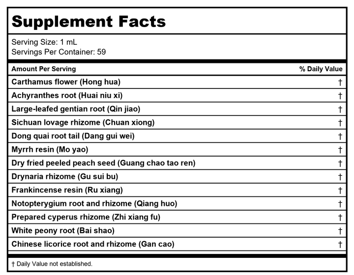 Kan Herbals Meridian Passage 2 Ounce - Supplement Facts panel