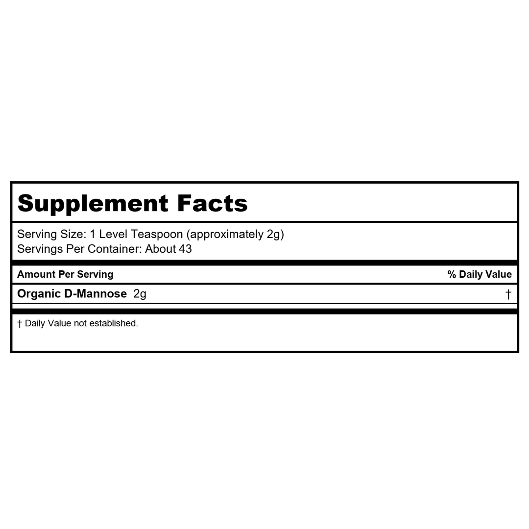 Now Foods D-Mannose Powder 3 Ounces (Pack of 2) - Supplement Facts panel