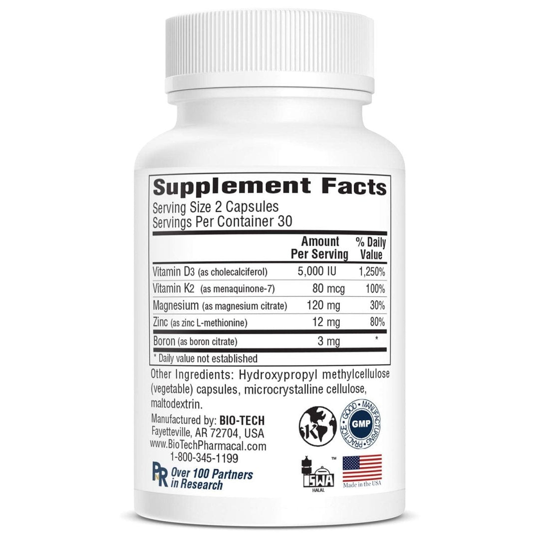 Bio-Tech Pharmacal D3 Plus (60 Count) - Supplement Facts panel