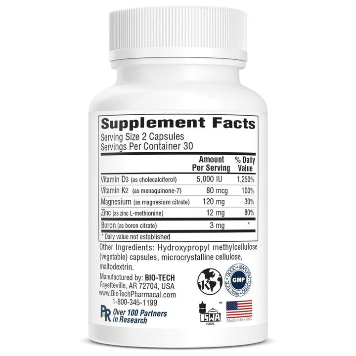 Bio-Tech Pharmacal D3 Plus (60 Count) - Supplement Facts panel