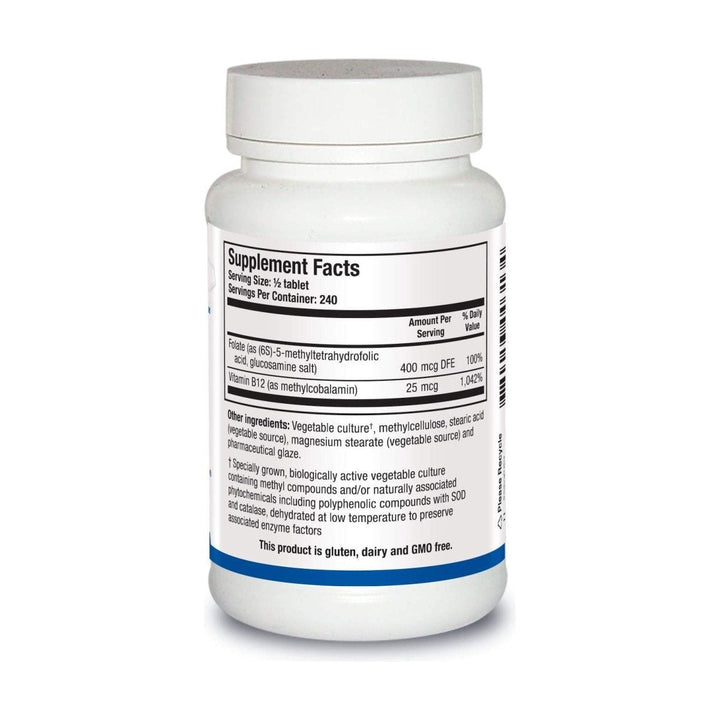 BIOTICS Research, Methylfolate Plus Research 120 Tabs - Supplement Facts panel