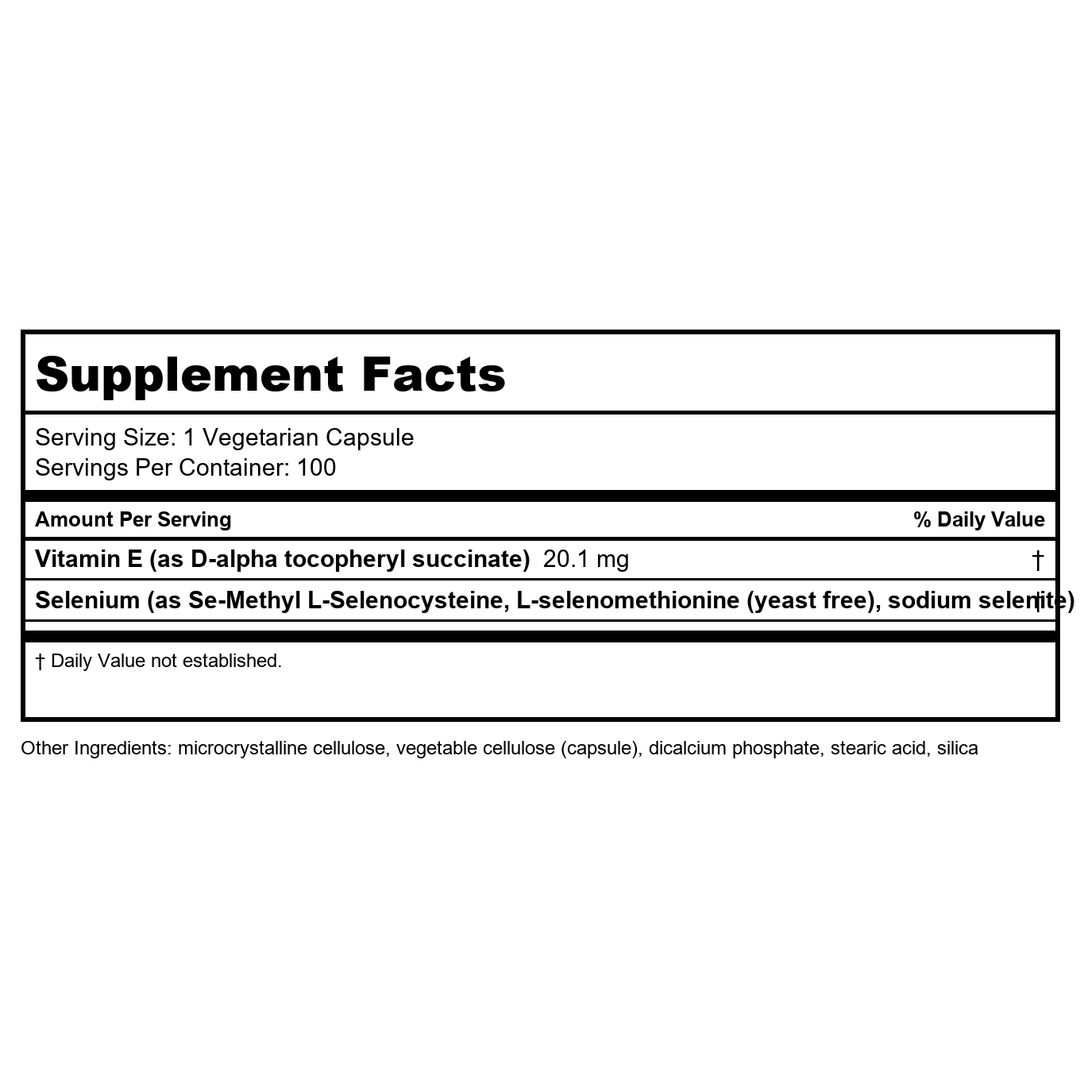 Life Extension - Super Selenium Complex &amp; Vitamin E - 200 Mcg - 100 Vcaps (200 VCAPS) by Life Extension (2) - Supplement Facts panel