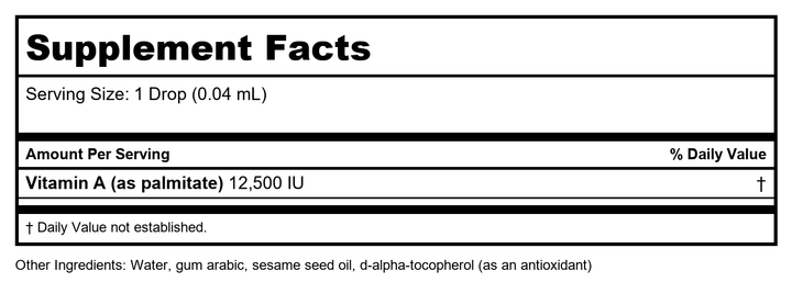 Biotics Research Bio-Ae-Mulsion 1oz - Supplement Facts panel