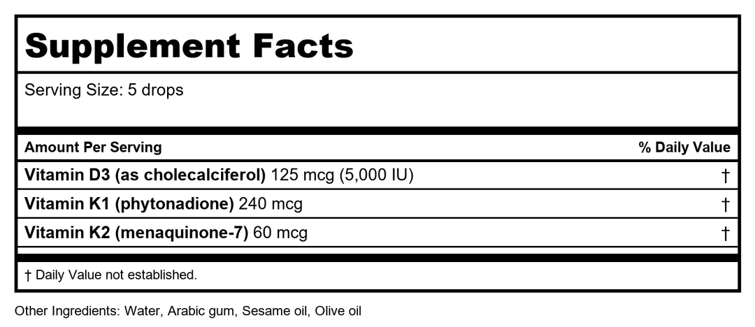 Biotics Research Bio-D-Mulsion 1oz - Supplement Facts panel