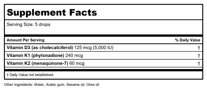 Biotics Research Bio-D-Mulsion 1oz - Supplement Facts panel