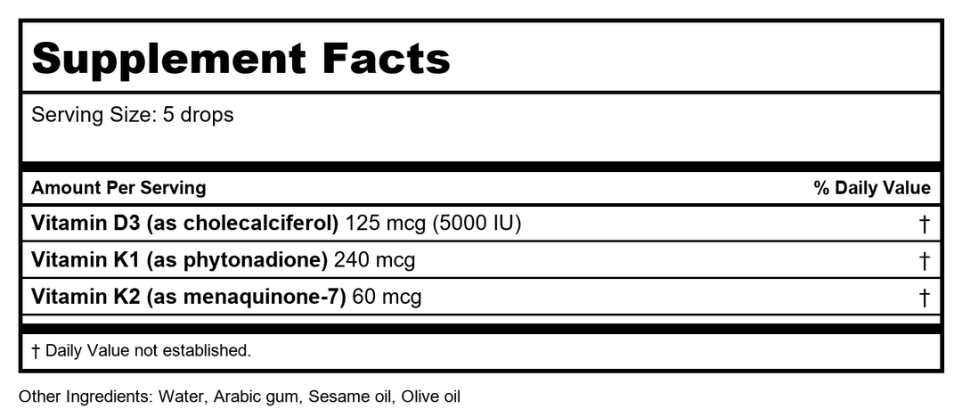 Biotics Research Bio-D-Mulsion 1oz - Supplement Facts panel