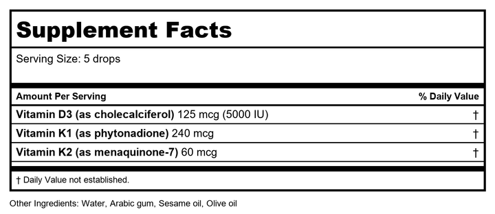 Biotics Research Bio-D-Mulsion 1oz - Supplement Facts panel