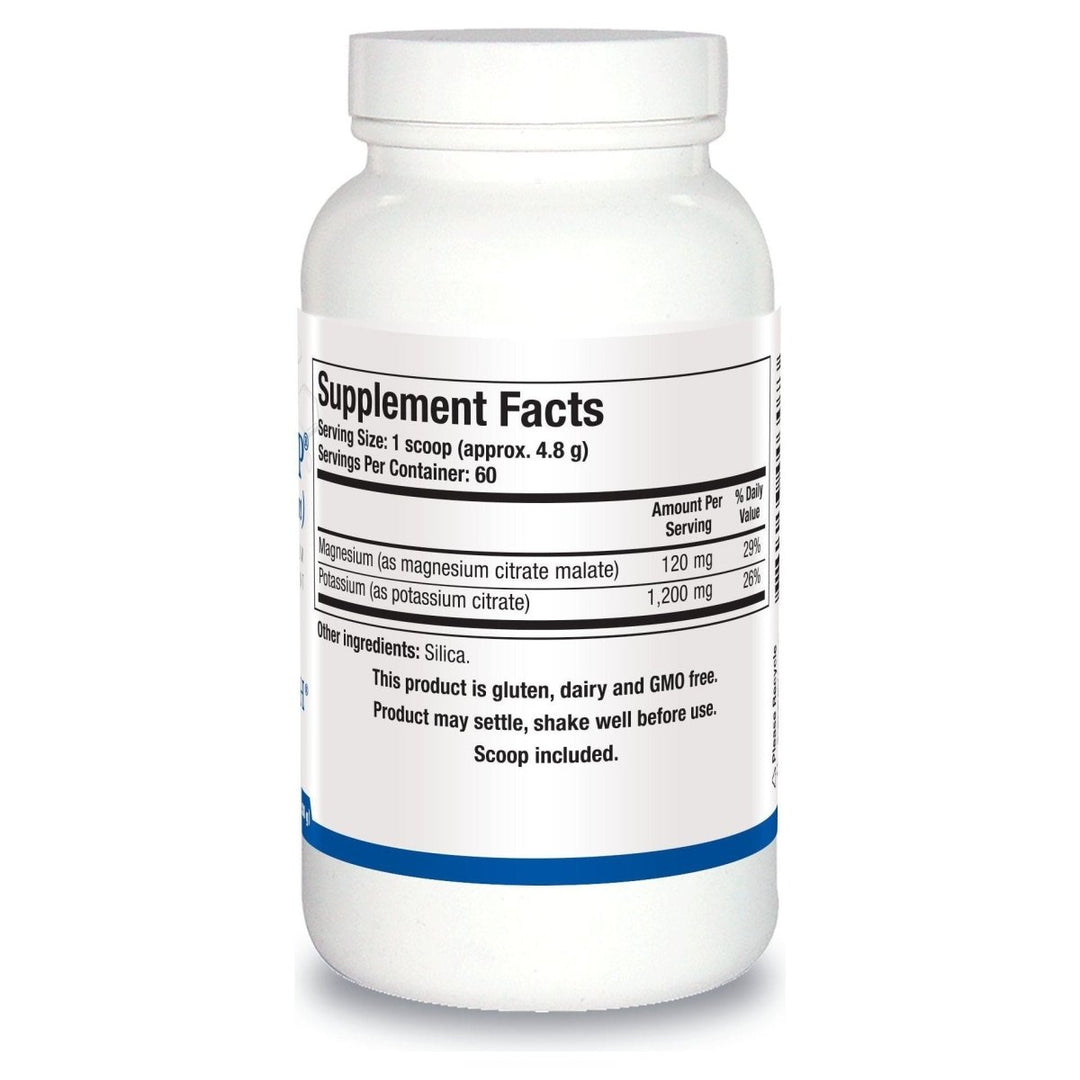 Biotics Research Potassium HP Potassium with Magnesium. Powdered Formula. Electrolyte. Supports Cardiovascular, Renal and Bone Health. Essential Mineral for Vascular and Muscle Function. 10 Ounces - Supplement Facts panel