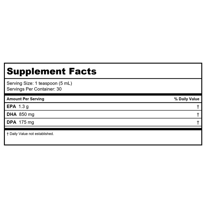 Orthomega Liquid Fish Oil- Mango 5.07 fl oz - Supplement Facts panel
